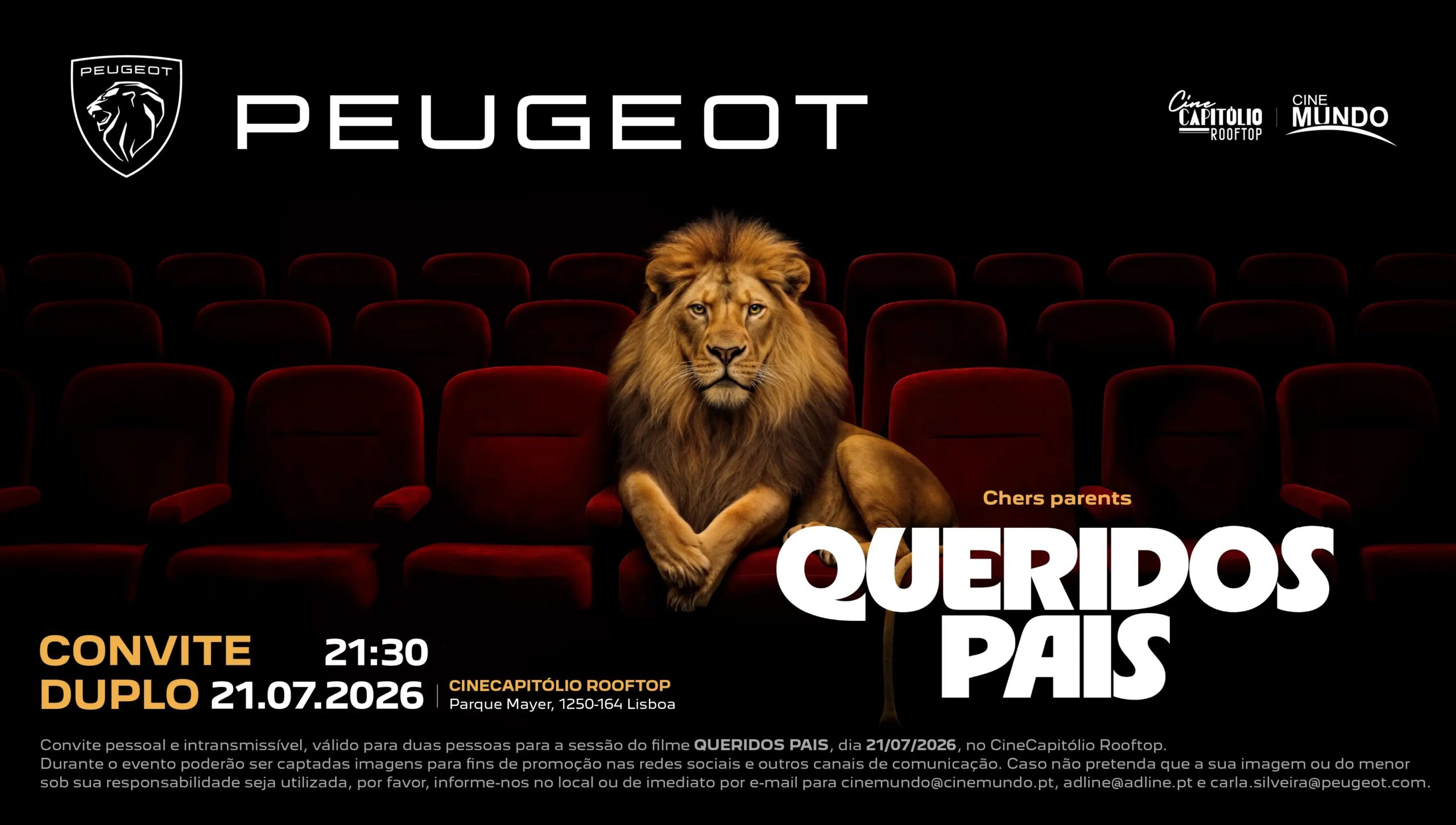 CINECAPITÓLIO ROOFTOP_Queridos Pais_banner peugeot